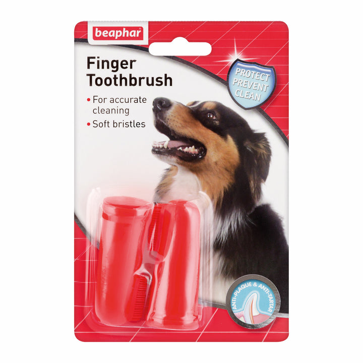 Beaphar Finger Toothbrush, Finger-Zahnbürste für Hunde und Katzen, Inhalt 2 Stück