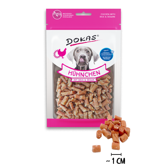 Dokas Hühnchen mit Reis und Sesam – Nährstoffreicher Hundesnack 70g
