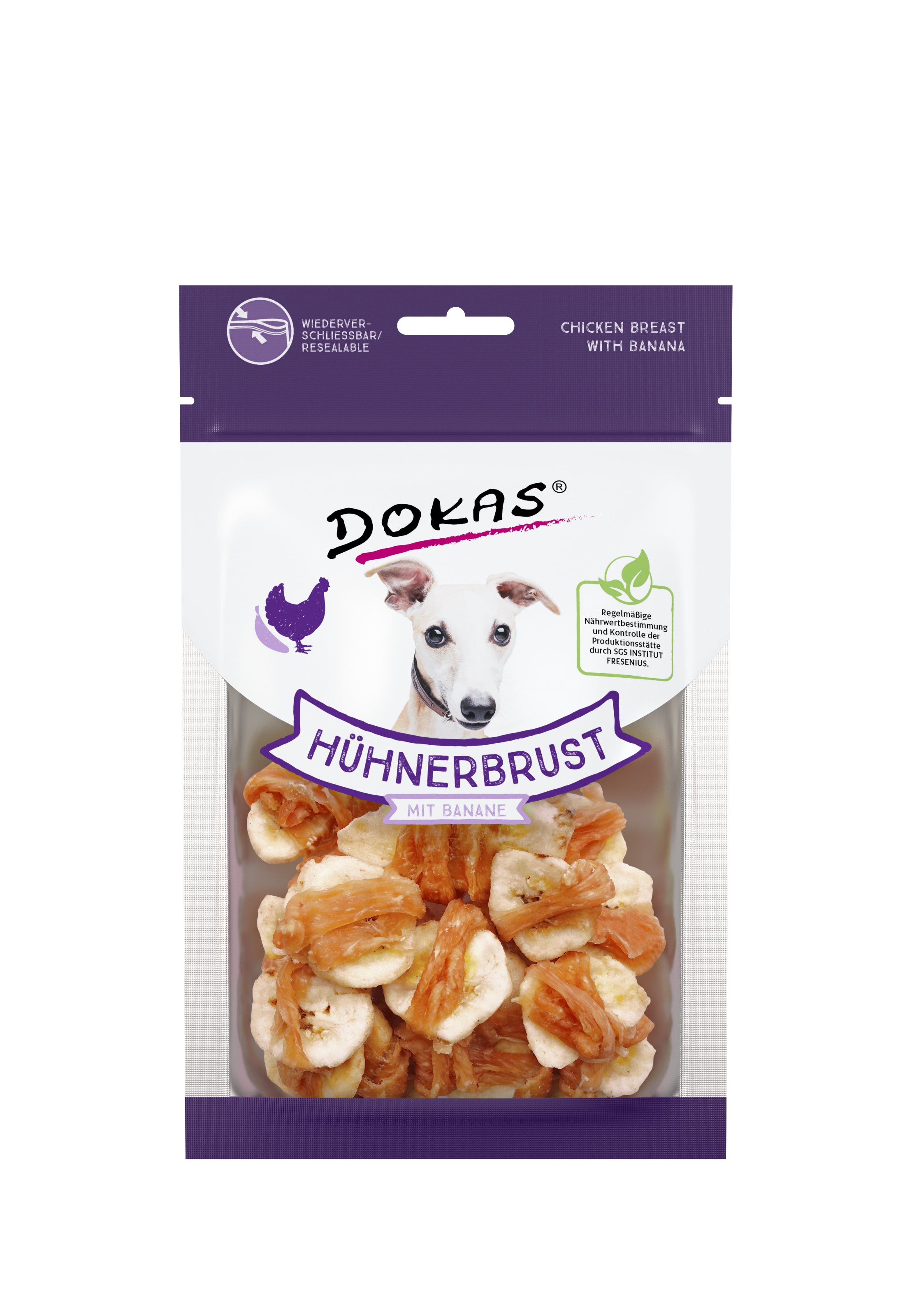 Dokas Hühnerbrust mit Banane – Fruchtiger Premium-Snack für Hunde 70gr