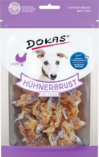 Dokas Hühnerbrust mit Fisch Proteinreicher Hundesnack Omega-3