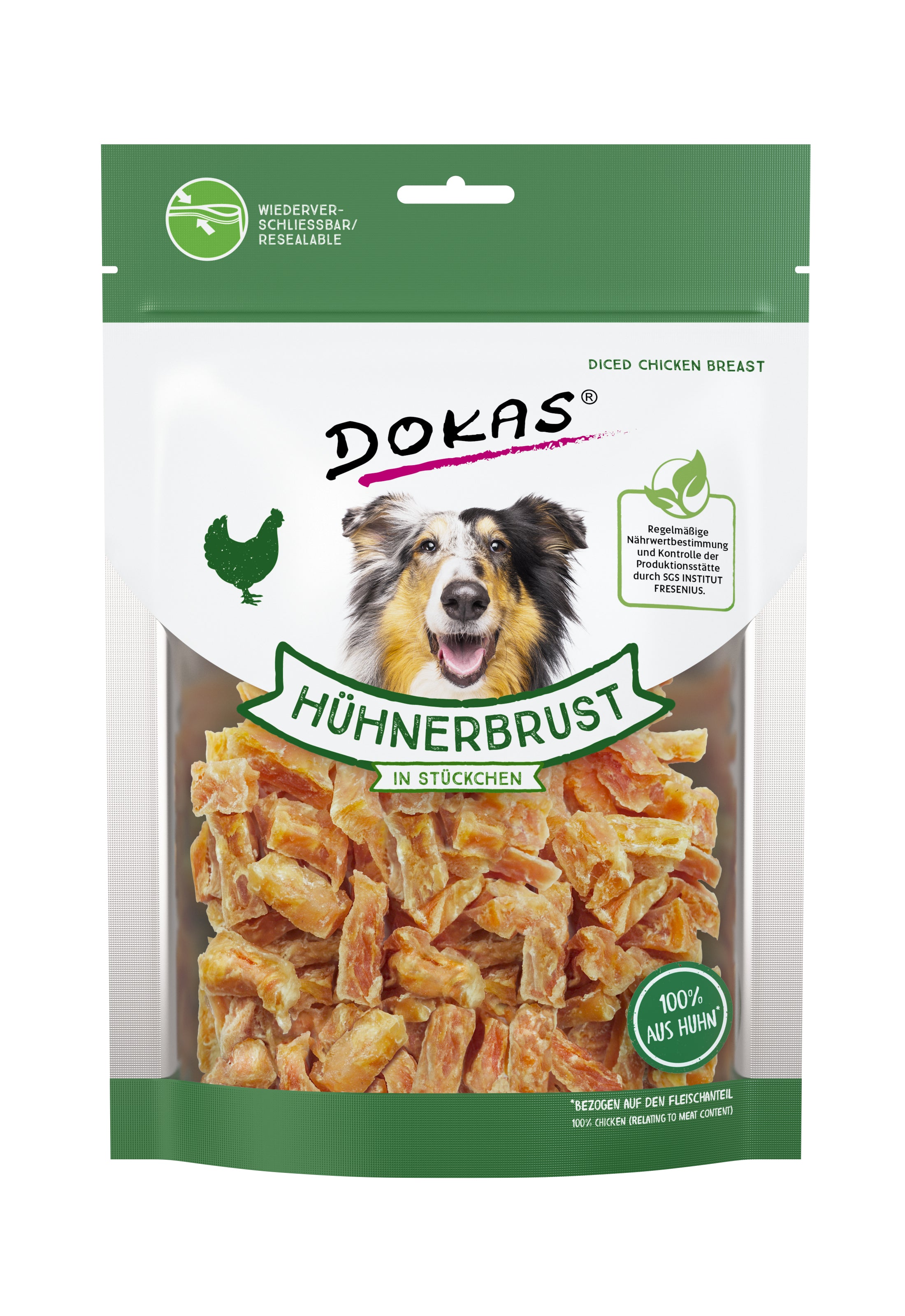 Dokas Hühnerbrust in Stückchen – Proteinreich für Hunde 200g