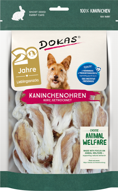 Dokas Kaninchenohren mit Fell – Natürlicher Kausnack für Hunde