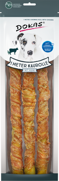 Dokas 1 Meter Kaurolle mit Hühnerbrust 315 g – Langzeit-Kausnack