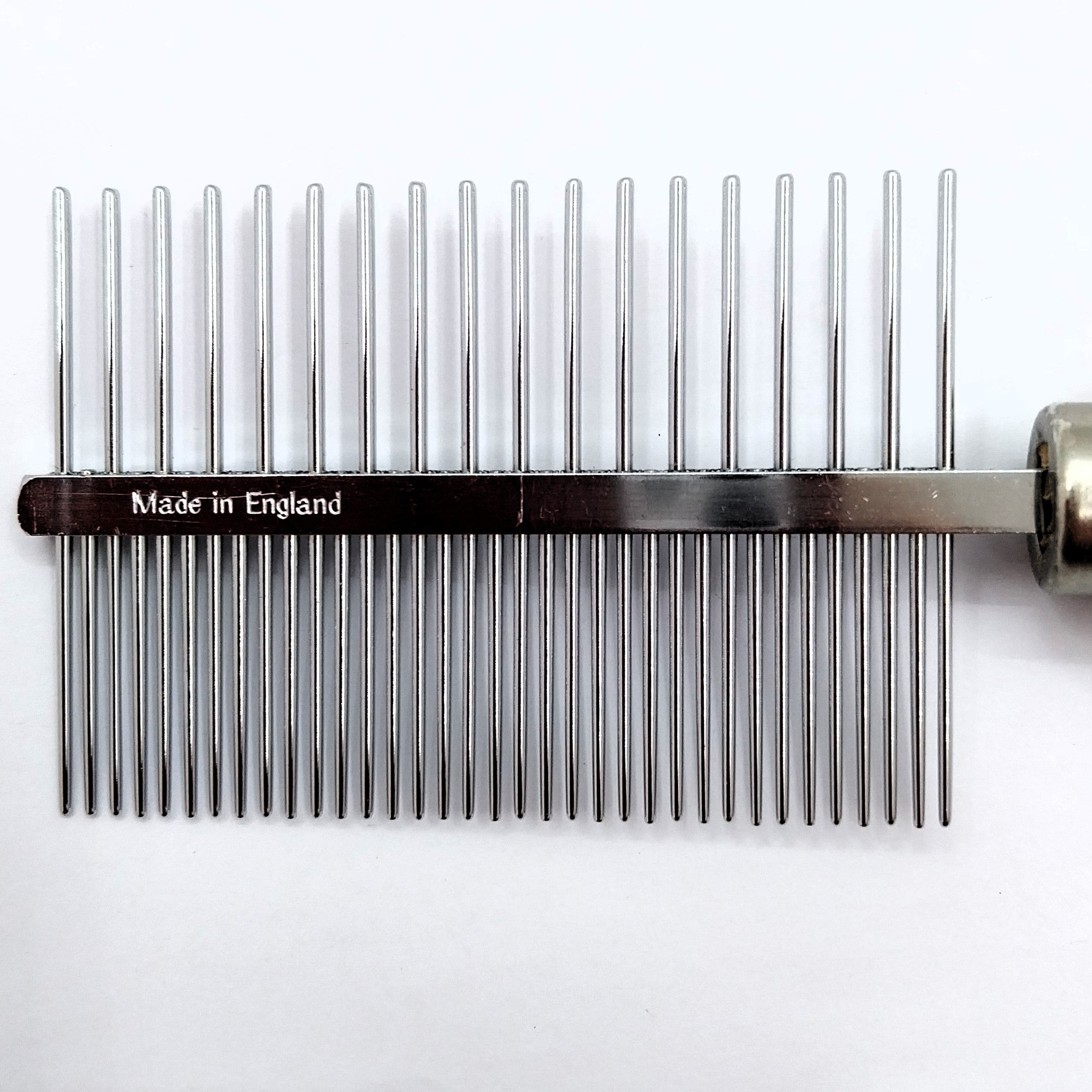 Kamm mit Holzgriff - Doppelkamm mittel/grob, für Langhaar, Halblanghaar mit Unterwolle, Made in England