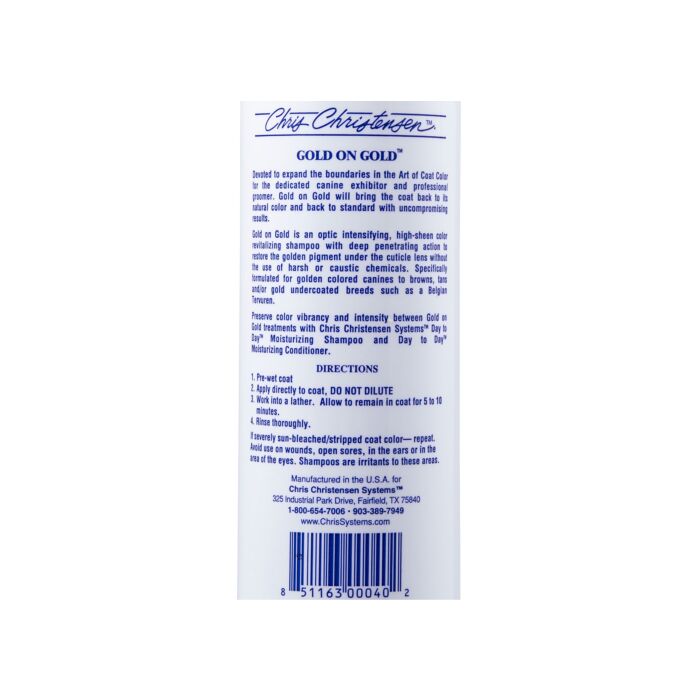 Chris Christensen Gold on Gold – Farbshampoo für warme Töne bei Hund & Katze, 473 ml