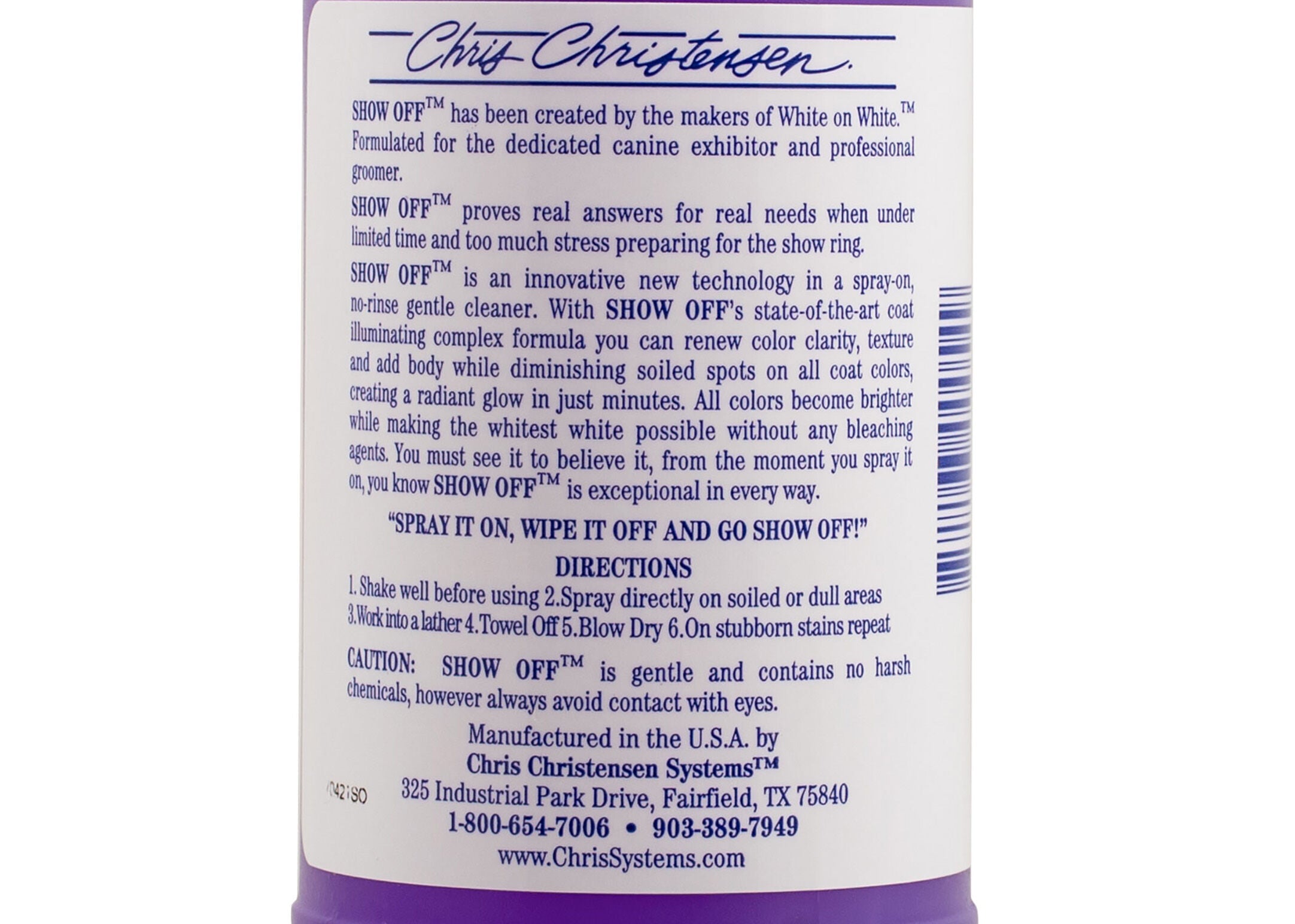 Chris Christensen Show Off – No Rinse Trockenshampoo für Hund & Katze