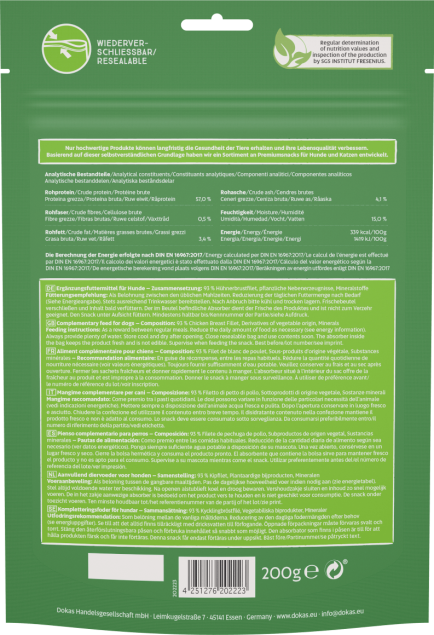 Dokas Hühnerbrust in Stückchen – Proteinreich für Hunde 200g