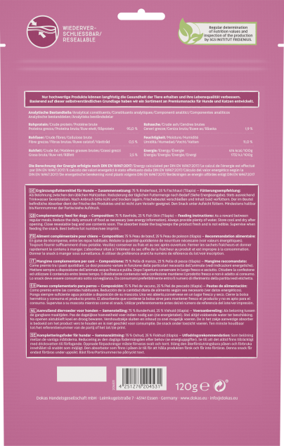 Dokas Kauzopf mit Fischhaut – Geflochtener Kausnack mit Tilapia