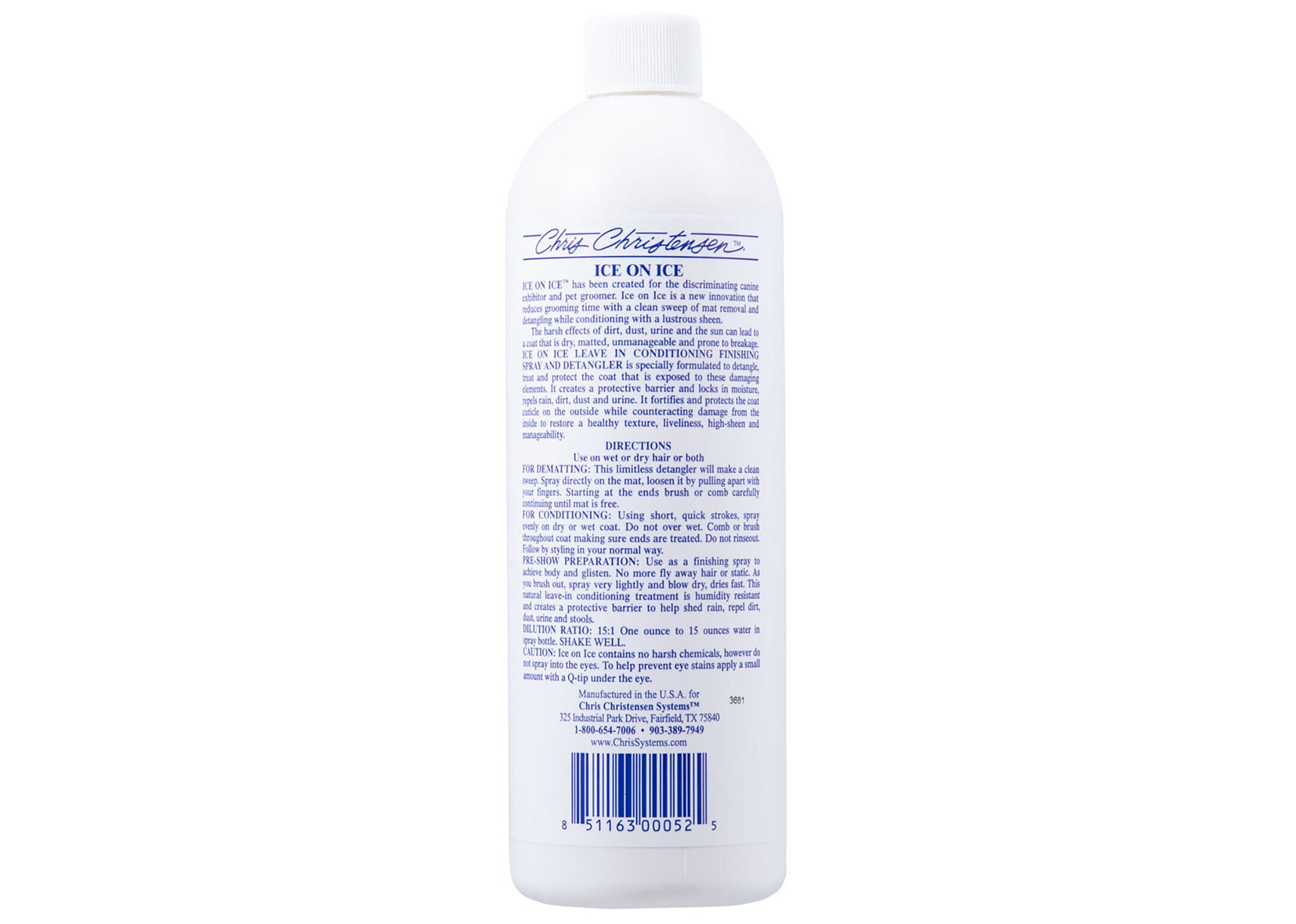 Chris Christensen Ice on Ice Leave-In Spray – Detangler & UV-Schutz, 473 ml