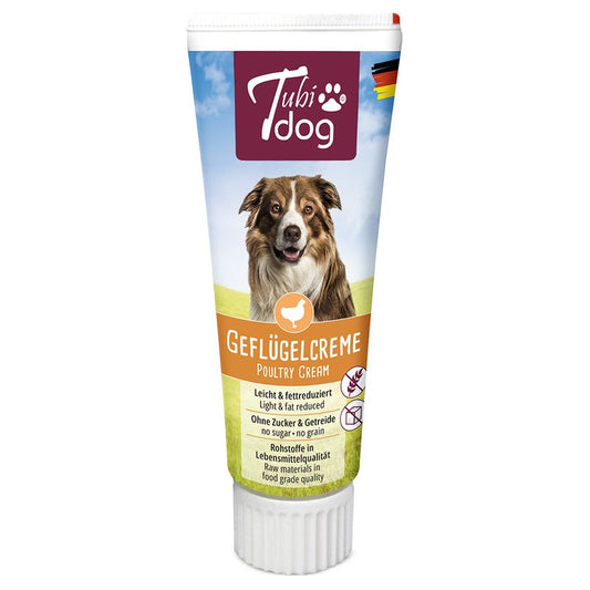 Tubidog Delikatess-Geflügelcreme für Hunde in der Soft-Touch-Tube, 75 gr - MHD 06.12.2025