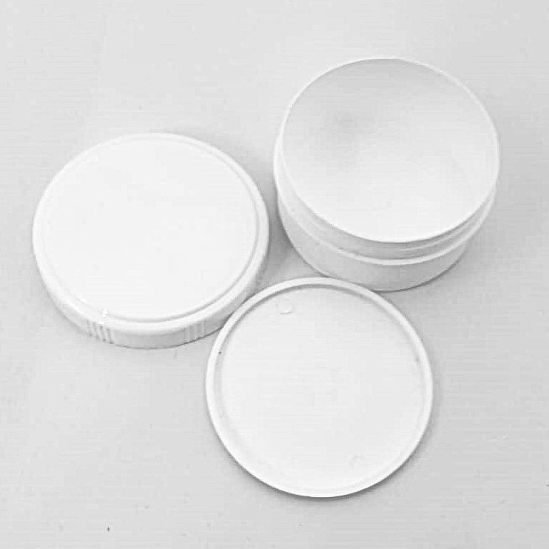 Schraubdosen mit zusätzlichem Dichtdeckel und Schraubdeckel, Kunststoff weiß in 60ml, 75ml