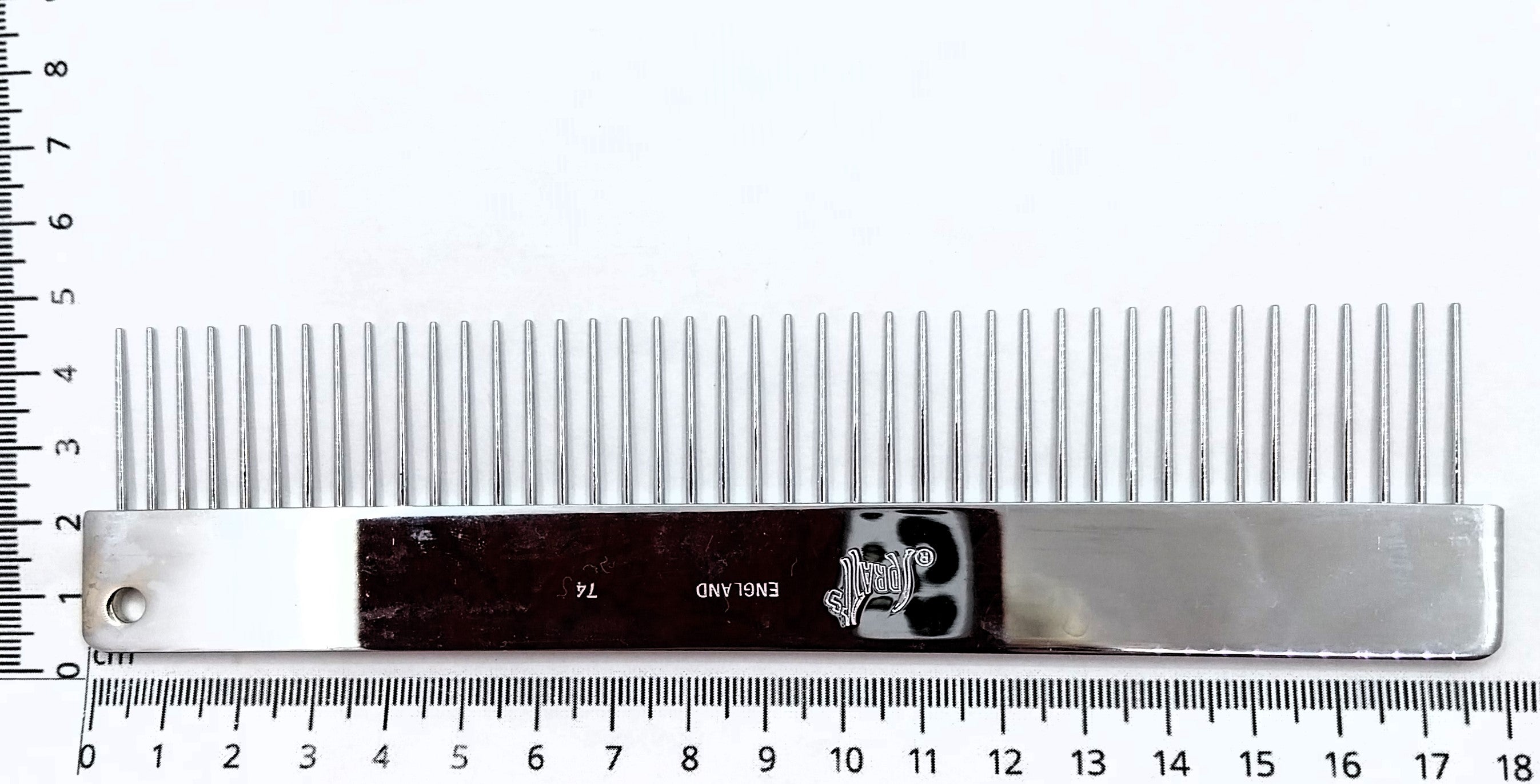 Spratts 74 sehr grob gezahnter verchromter Messingkamm, Frisierkamm für Halblanghaar und Langhaar