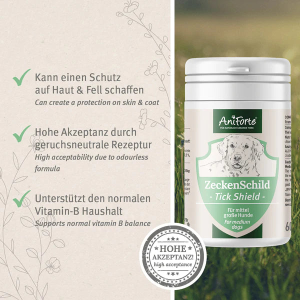 AniForte® ZeckenSchild Kapseln Unterstützt den Schutz vor Zecken mit Bierhefe & Vitamin B1, für Hunde