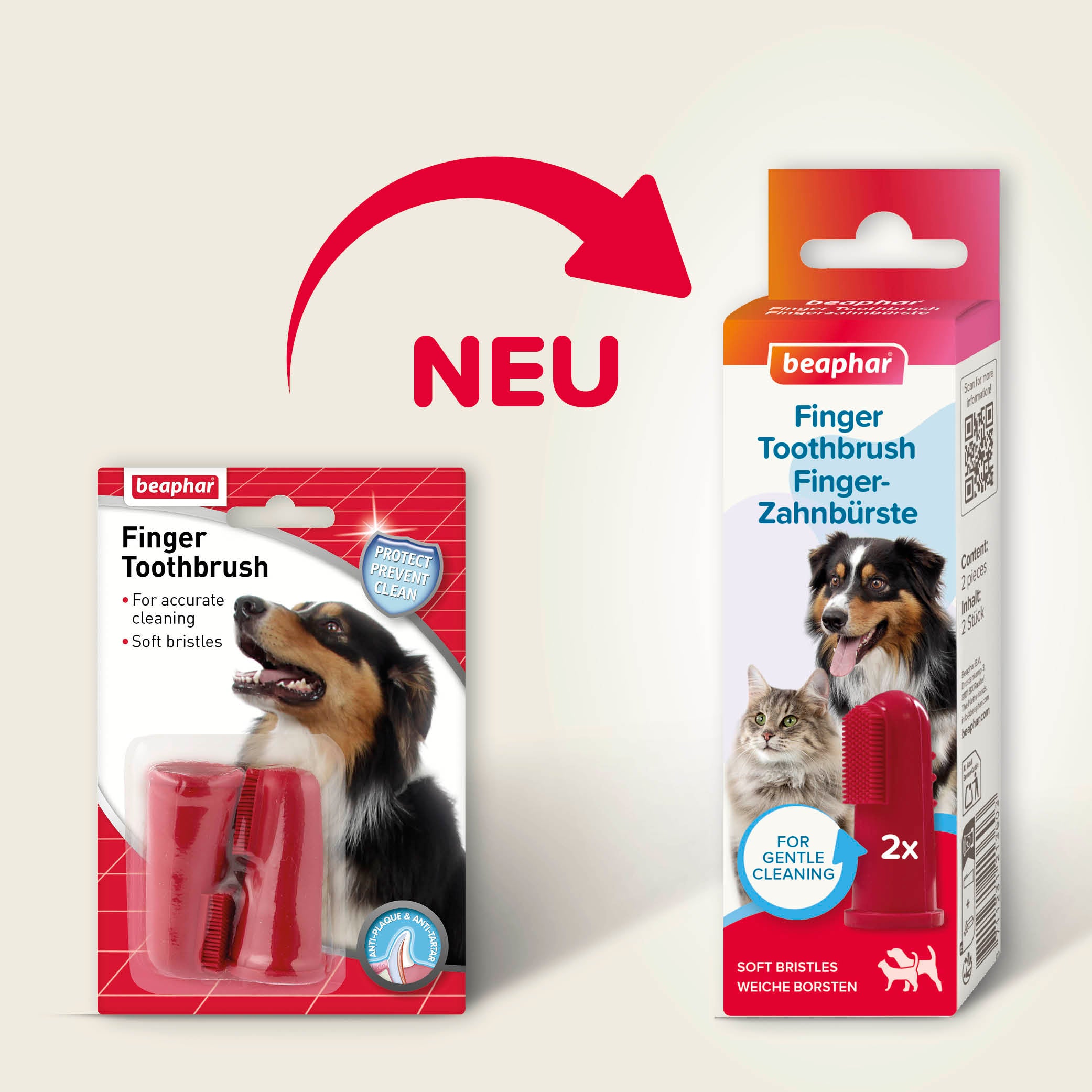 Beaphar Finger-Zahnbürste – Für Hund & Katze, 2 Stück