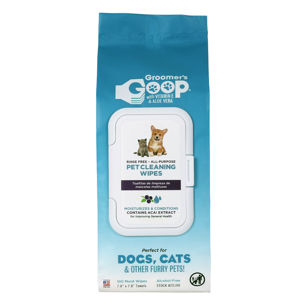 Groomer's Goop Pet Wipes Feuchte Pflegetücher mit Açaí-Extrakt – Sanfte Reinigung für Hund & Katze