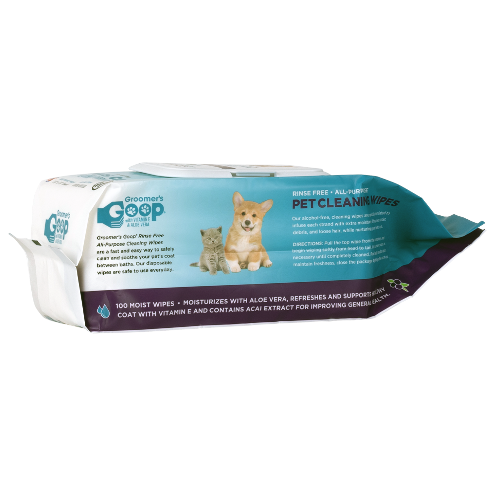 Groomer's Goop Pet Wipes Feuchte Pflegetücher mit Açaí-Extrakt – Sanfte Reinigung für Hund & Katze