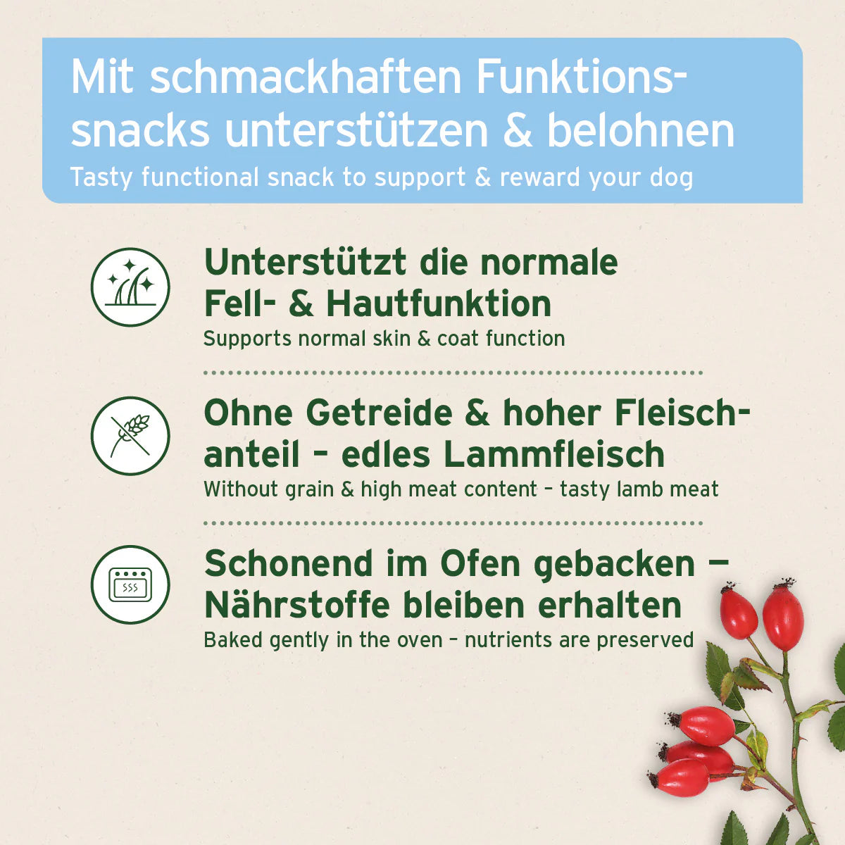 AniForte Fell & Haut Snack für Hunde mit Lamm & Omega 3