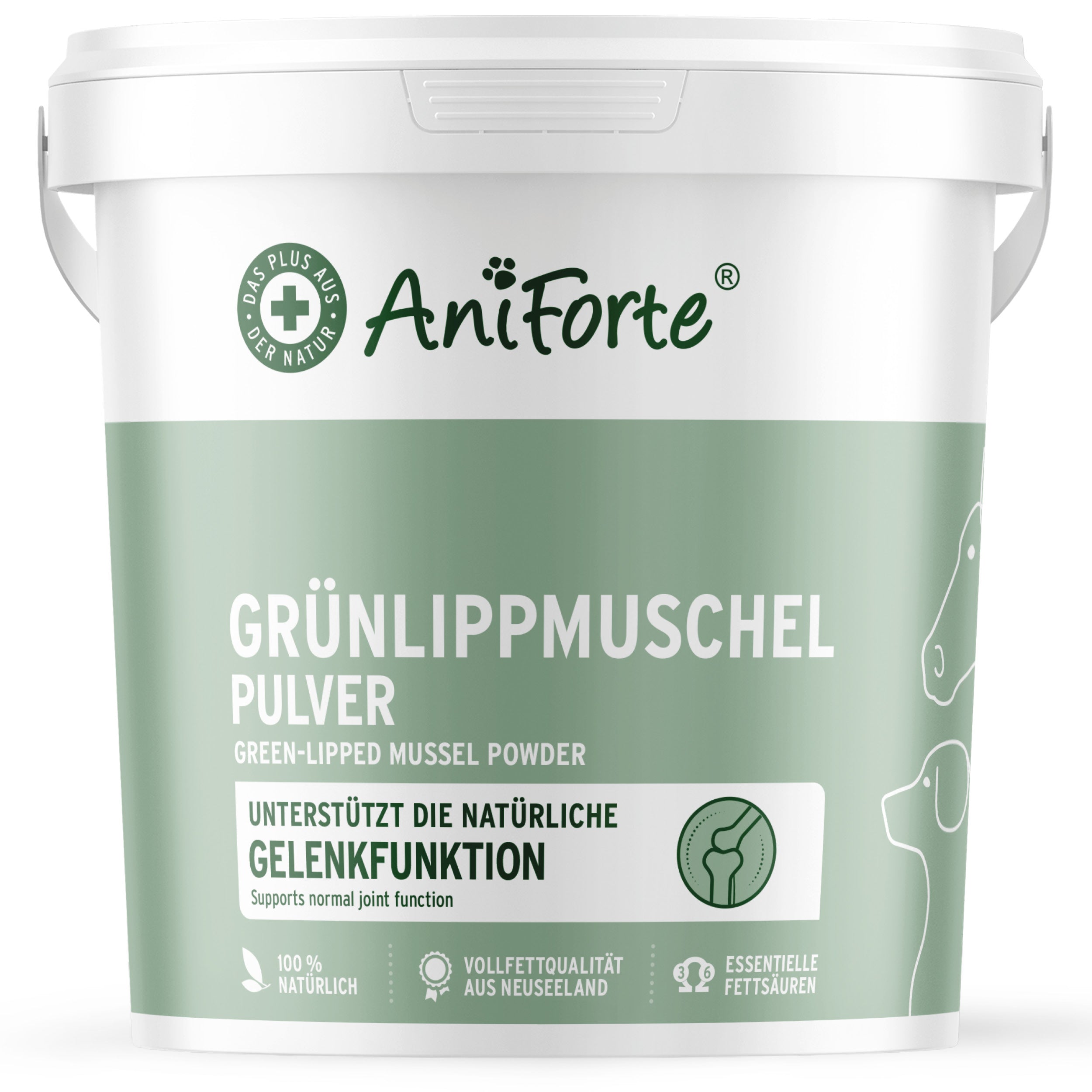 AniForte® Grünlippmuschelpulver, Gesunde Gelenk- und Knorpelfunktion für Hund & Katze