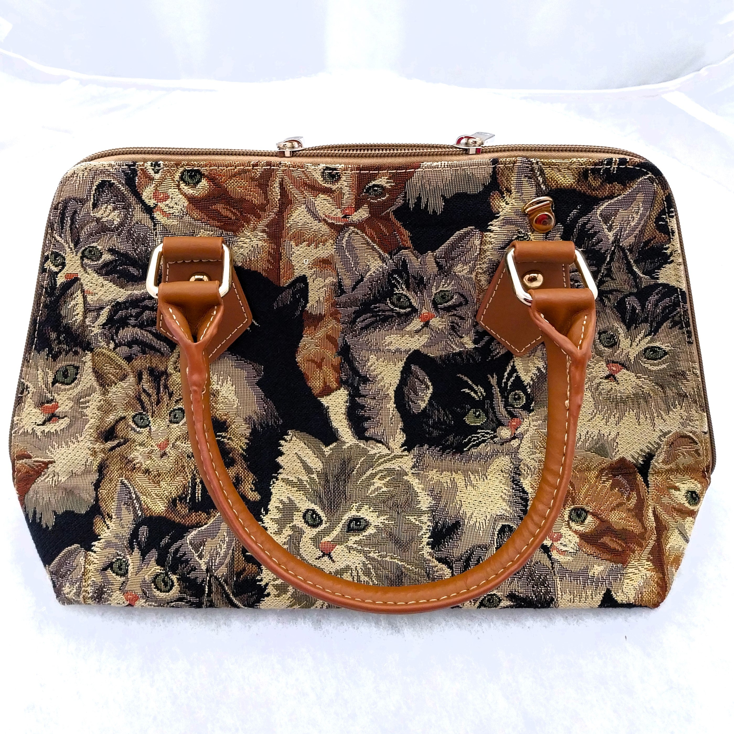 Signare Taschen, Kissenhüllen mit Katzenmotiv Handtaschen Reisetaschen Gobelin-Leder
