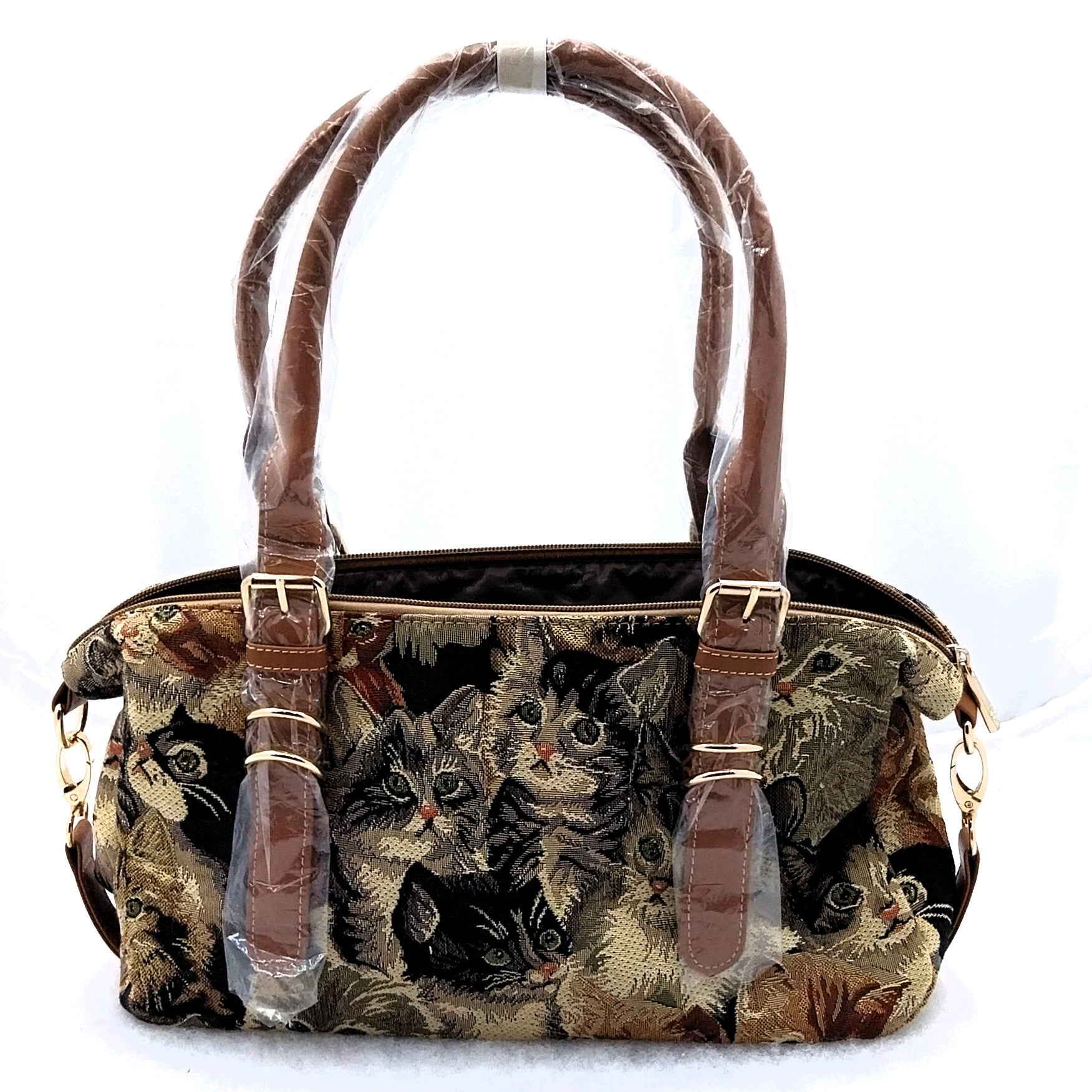 Signare Taschen, Kissenhüllen mit Katzenmotiv Handtaschen Reisetaschen Gobelin-Leder