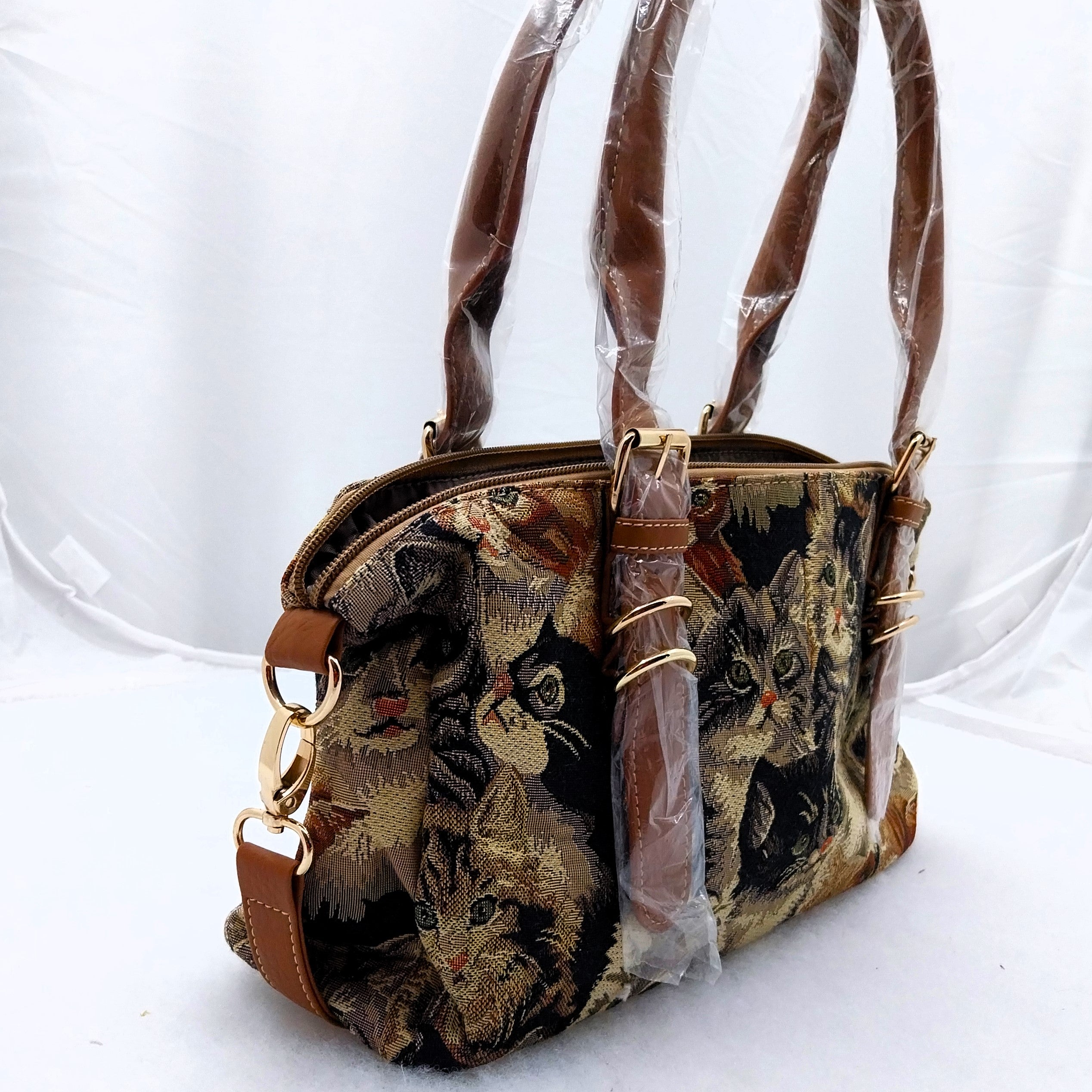 Signare Taschen, Kissenhüllen mit Katzenmotiv Handtaschen Reisetaschen Gobelin-Leder
