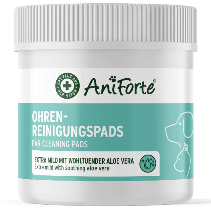AniForte Ohren-Reinigungspads, schonende Ohrenpflege mit Aloe Vera für Hunde & Katzen, 100 Stück