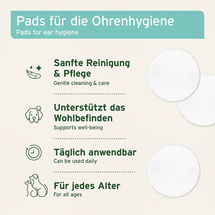 AniForte Ohren-Reinigungspads, schonende Ohrenpflege mit Aloe Vera für Hunde & Katzen, 100 Stück
