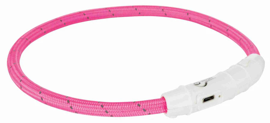 TRIXIE Flash Leuchtring USB – Leuchthalsband zuschneidbar, spritzwassergeschützt, bis 400m sichtbar