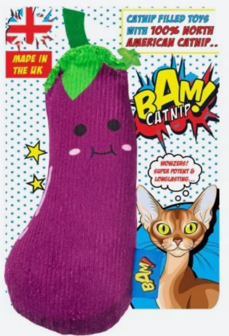 Genie Aubergine Katzenspielzeug mit Katzenminze – BAM!