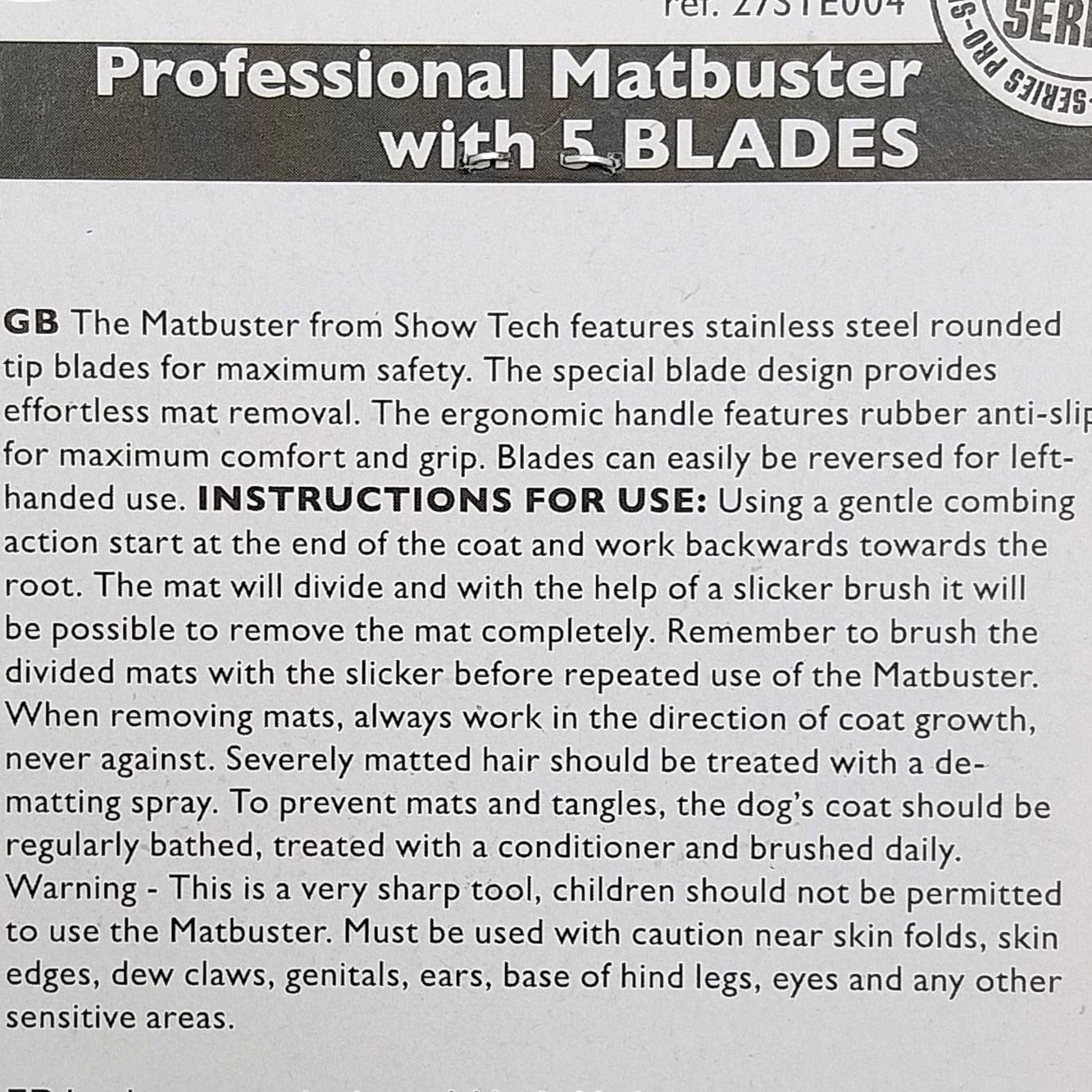 Show Tech Mat Buster 5 or 9 blades Dematting Comb, Entfilzungskamm mit 5 oder 9 Klingen