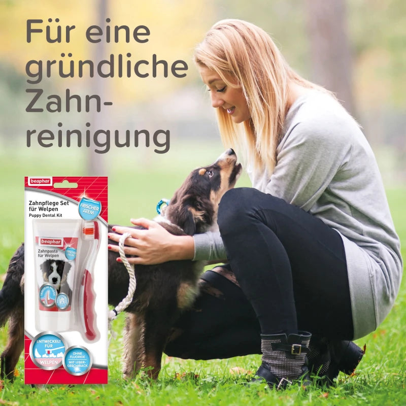 Beaphar Zahnpflege Set für Welpen und kleine Hunde, Puppy Dental Kit, 2-teilig