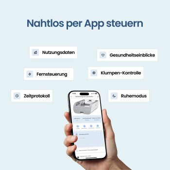 AstroPet Helios App-Steuerung – Nutzungsdaten, Fernsteuerung und Klumpen-Kontrolle