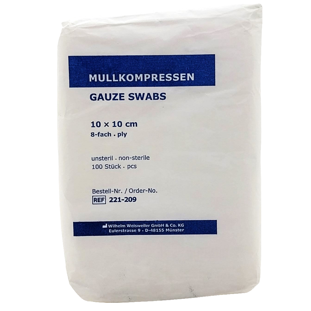 Mullkompressen zur Wundversorgung, Augenpflege, Augenreinigung, Ohrenreinigung unsteril, 100 Stück