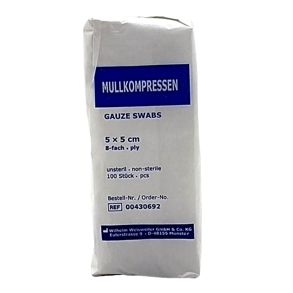 Mullkompressen zur Wundversorgung, Augenpflege, Augenreinigung, Ohrenreinigung unsteril, 100 Stück