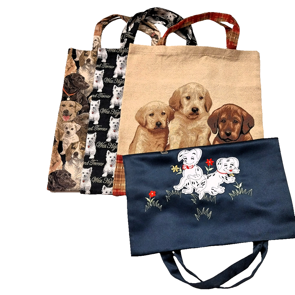 Signare Gobelinbeutel, Einkaufsbeutel, -taschen, Satinbeutel mit verschiedenen Hundemotiven