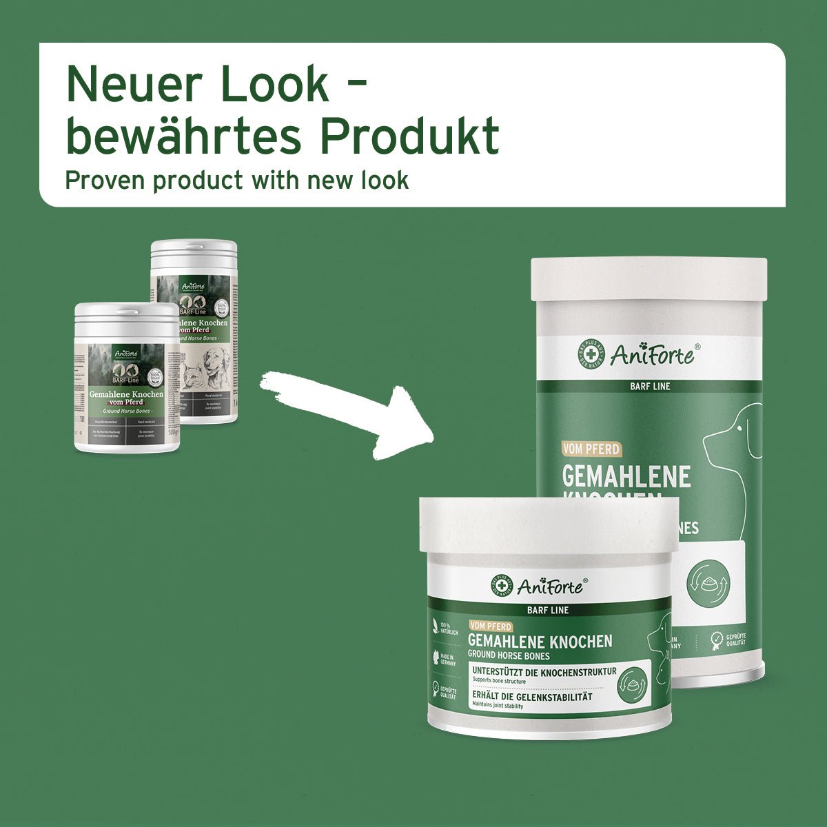 AniForte BARF-Line Gemahlene Knochen vom Pferd – Calcium für starke Knochen & Gelenke