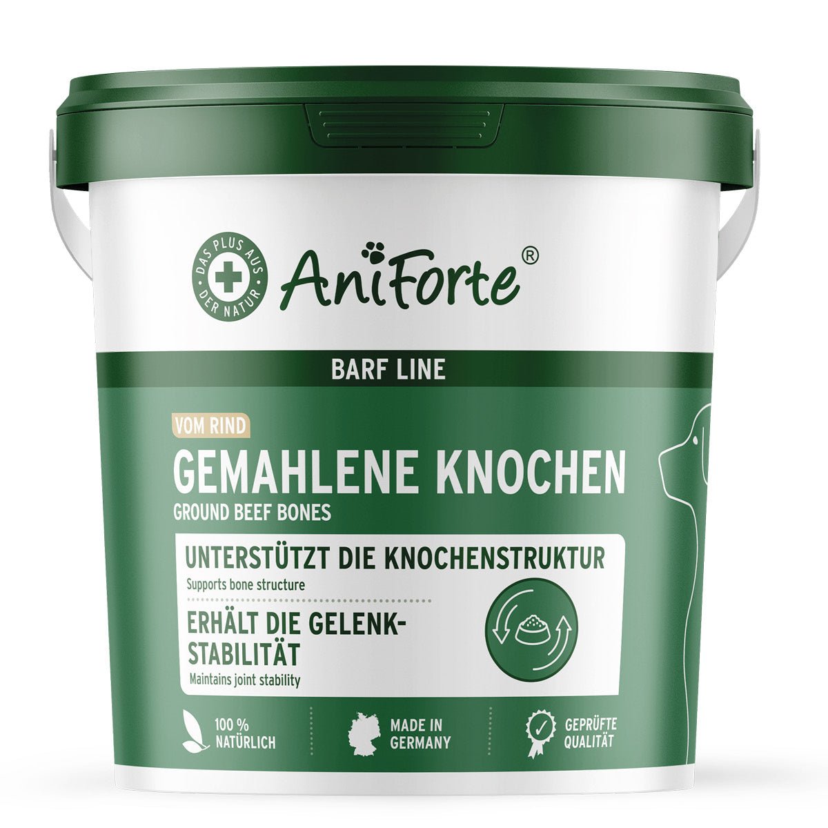 Aniforte BARF-Line Gemahlene Rinderknochen – Calcium für starke Knochen Gelenke