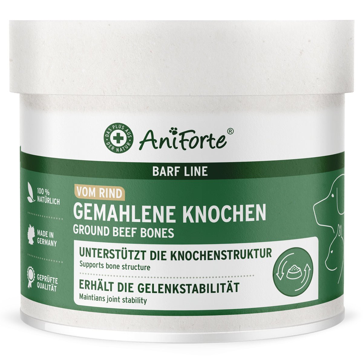 Aniforte BARF-Line Gemahlene Rinderknochen – Calcium für starke Knochen Gelenke