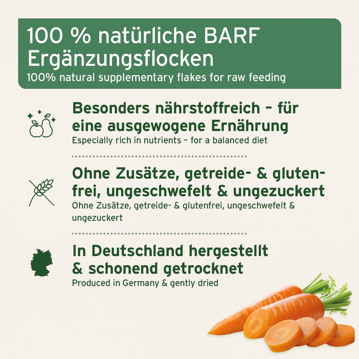 Aniforte BARF-Line Karotten-Möhrenflocken Vitaminreicher Gemüsemix