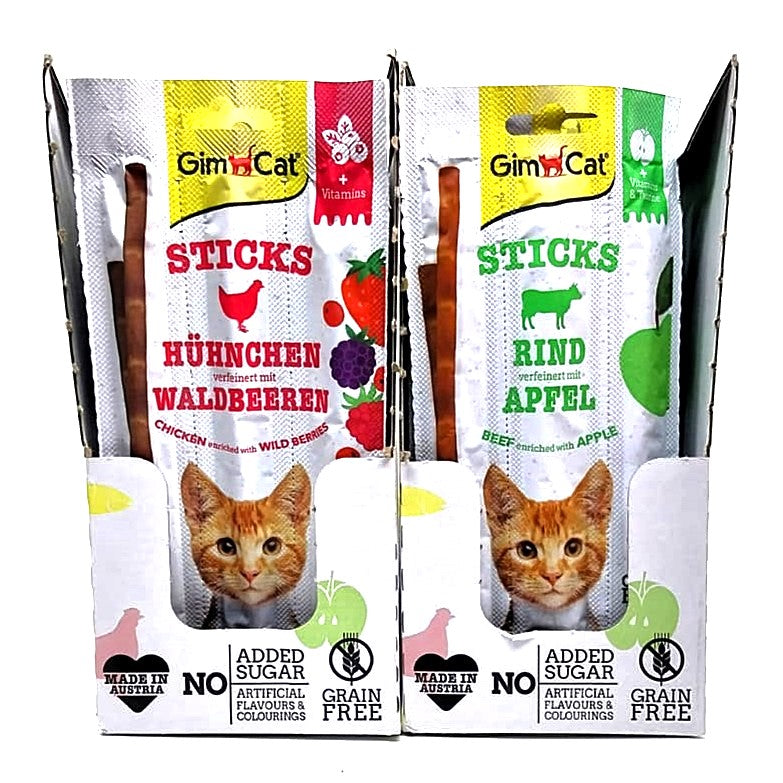 GimCat Superfood Duo-Sticks - Rind & Apfel/Hühnchen & Waldbeere - je 3 Sticks 15g, für alle Katzen