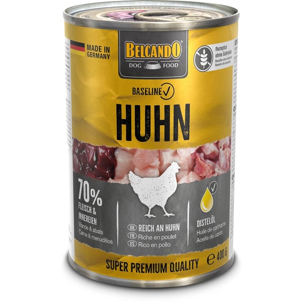 Belcando Baseline 0 % Getreide, 70 % Fleisch und Innereien, Super Premium Hundefutter, 400g