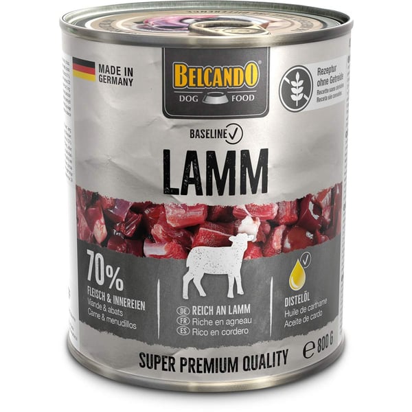 Belcando Baseline 0 % Getreide, 70 % Fleisch und Innereien, Super Premium Hundefutter, 800g