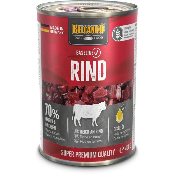 Belcando Baseline 0 % Getreide, 70 % Fleisch und Innereien, Super Premium Hundefutter, 400g