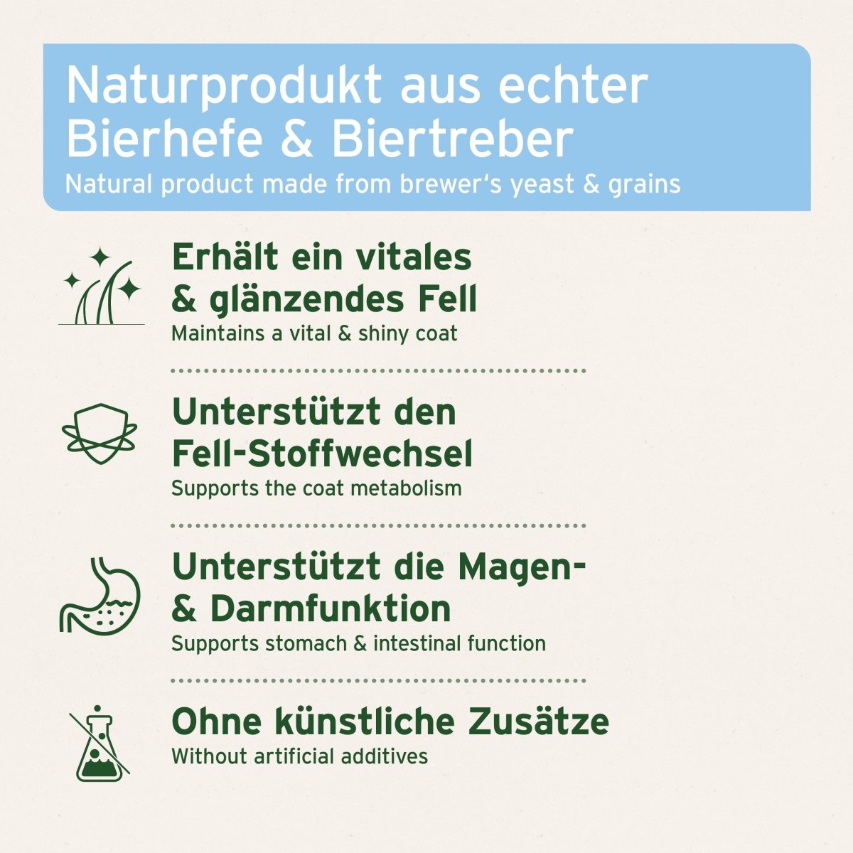 Aniforte Bierhefe BT Pulver Fellpflege & Verdauung für Pferde & Ponys