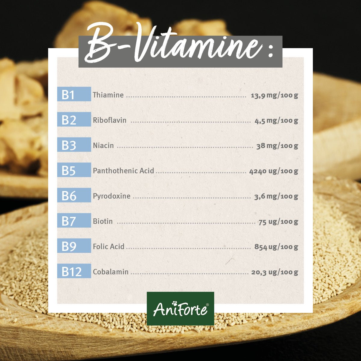 Aniforte Bierhefe Pulver Vitamin-B & glänzendes Fell für Pferde