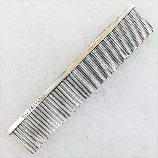 Show Tech Greyhond Brass Comb, Combinationskamm fein - grob, Messing verchromt hochglanz poliert, 19 cm