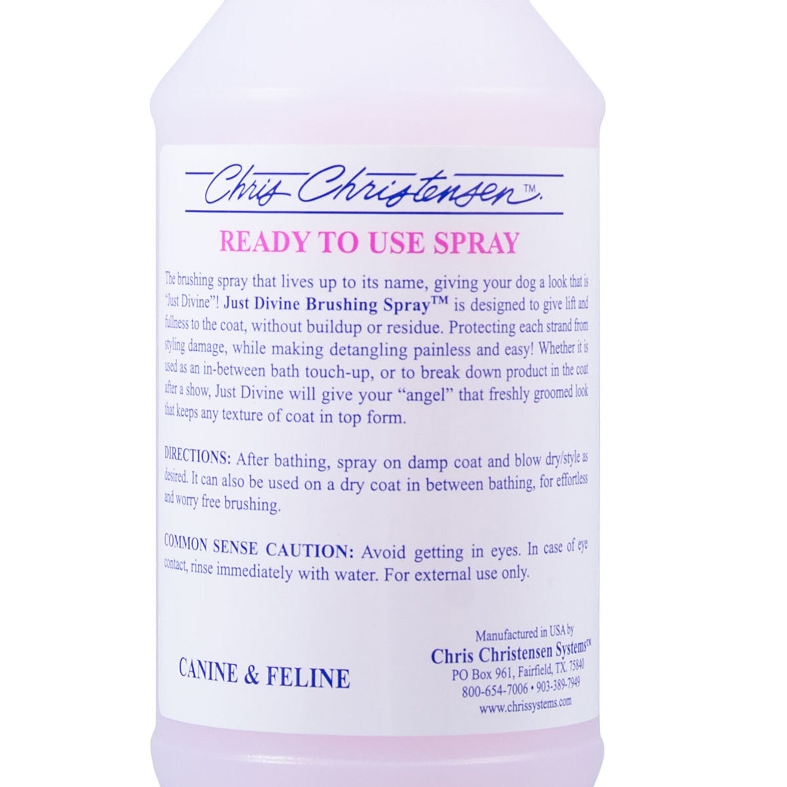 Chris Christensen Just Divine Brushing Spray – Kämmhilfe 473 ml