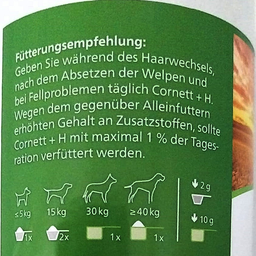 PerNaturam Cornett +H für geschmeidiges, seidiges Fell und feste Krallen für Hunde, 250 g