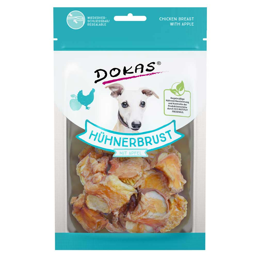 Dokas Hühnerbrust mit Apfel – Fettarmer Hundesnack mit Vitaminen 70g