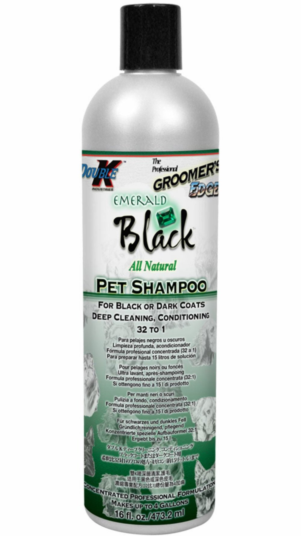 Double K Emerald Black Shampoo 473ml Groomers Edge Schwarzshampoo Katzen Hunde